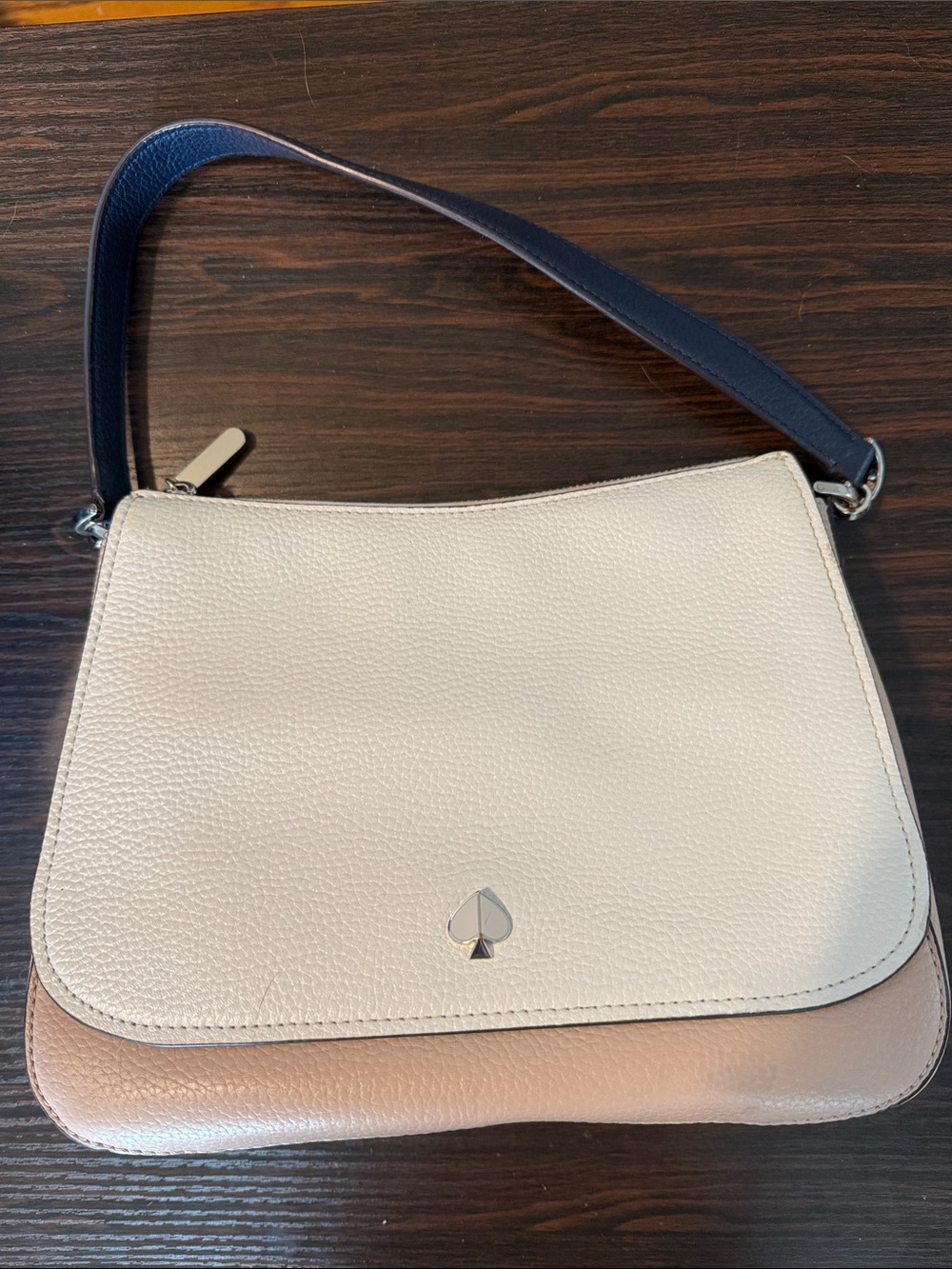 kate spade Pebble Leather Shoulder Bag in Cream, Blush & Navy